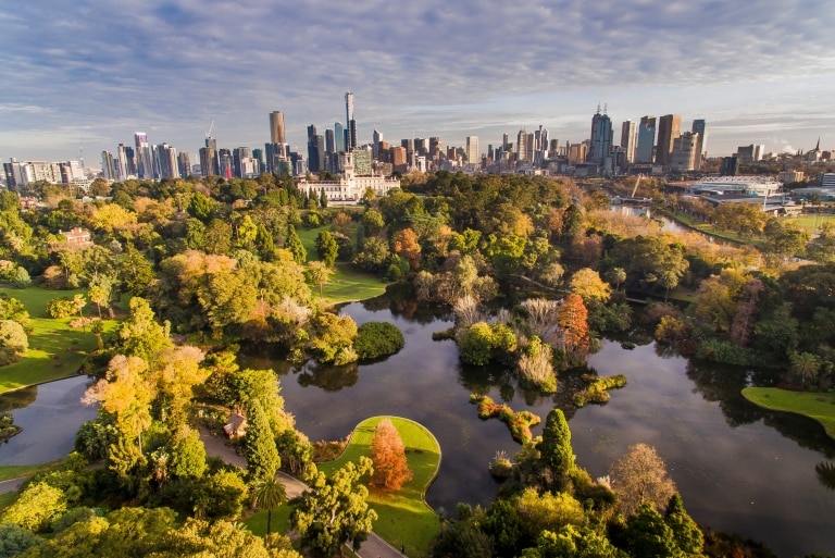 王立植物園の上空からの眺め © Visit Victoria