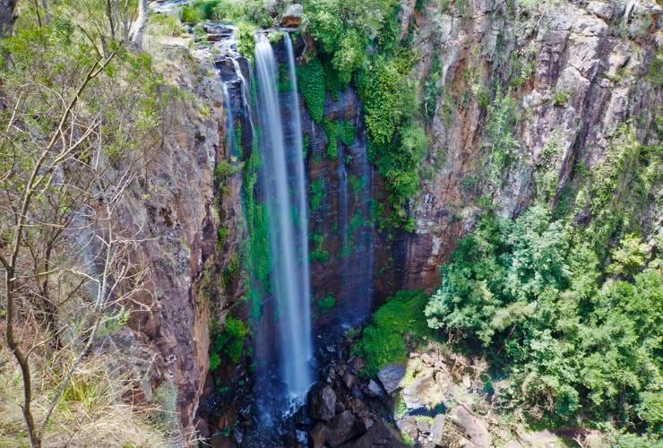 Aerial view over the enormous cascade of Queen Mary Falls, Main Range National Park, Queensland © Tourism Australia