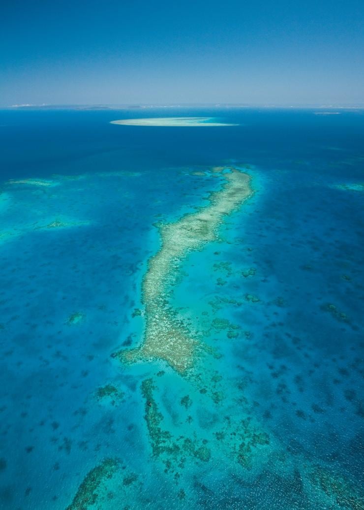 Aerial shot of Ribbon Reefs, Great Barrier Reef, Queensland © Tourism and Events Queensland